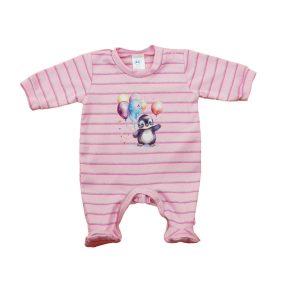 Vékony, pamut rugdalózó - Pingvin mintával