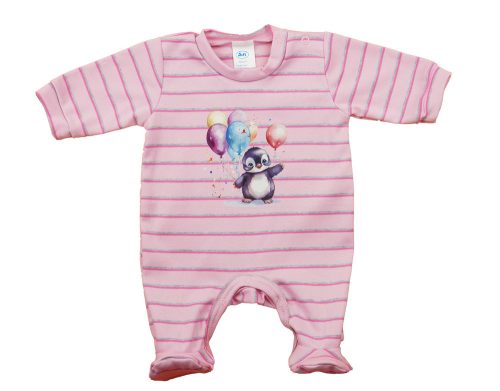 Vékony, pamut rugdalózó - Pingvin mintával