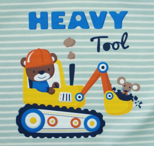 Vékony, pamut rugdalózó Munkagép mintával