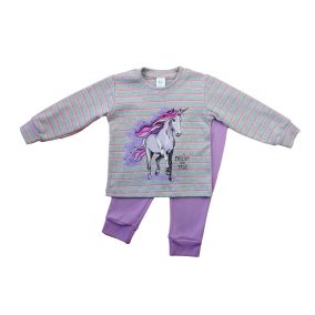 Hosszú ujjú lányka pizsama - Unikornis mintával