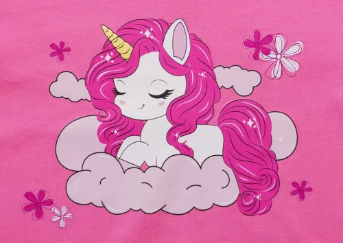 Hosszú ujjú lányka pizsama - Unikornis mintával