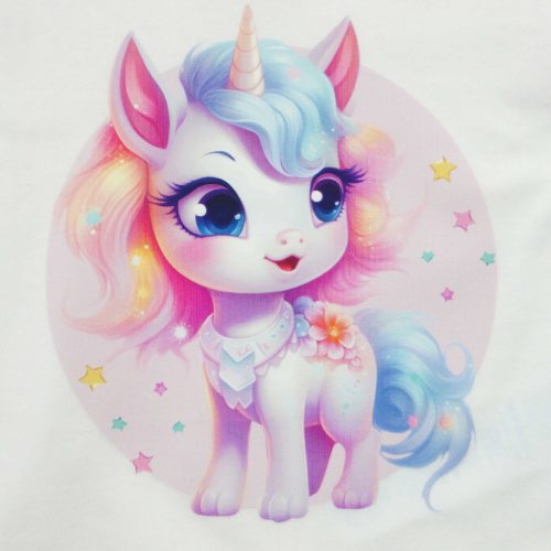 Vékony pamut rugdalózó – Unikornis mintával