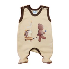 Ujjatlan belül bolyhos pamut rugdalózó - Macis mintával