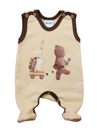 Ujjatlan belül bolyhos pamut rugdalózó - Macis mintával