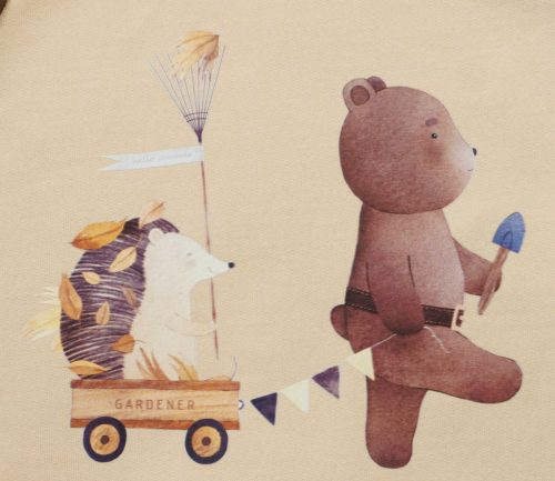 Ujjatlan belül bolyhos pamut rugdalózó - Macis mintával