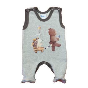 Ujjatlan belül bolyhos pamut rugdalózó - Macis mintával