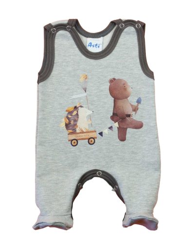 Ujjatlan belül bolyhos pamut rugdalózó - Macis mintával