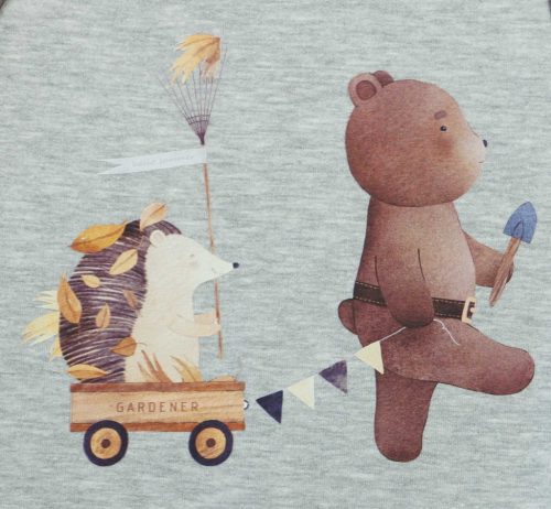 Ujjatlan belül bolyhos pamut rugdalózó - Macis mintával