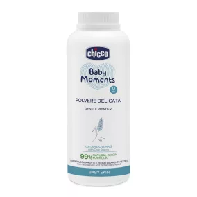  CHICCO Baby Moments babapúder kaolinnal és kukoricakeményítővel, 99% természetes összetevők, 130 g