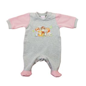   Belül bolyhos, hosszú ujjú baba rugdalózó – Állatos mintával