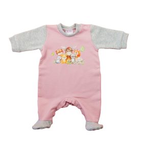   Belül bolyhos, hosszú ujjú baba rugdalózó – Állatos mintával