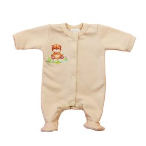   Hosszú ujjú elöl patentos rugdalózó, belül bolyhos – Állatos mintával