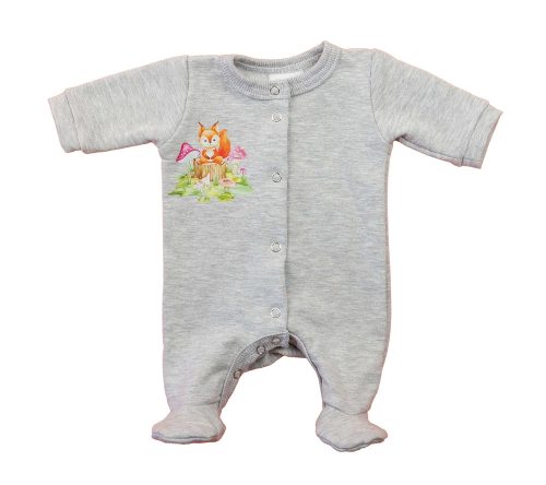 Hosszú ujjú elöl patentos rugdalózó, belül bolyhos – Állatos mintával