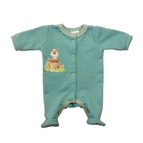   Hosszú ujjú elöl patentos rugdalózó, belül bolyhos – Állatos mintával