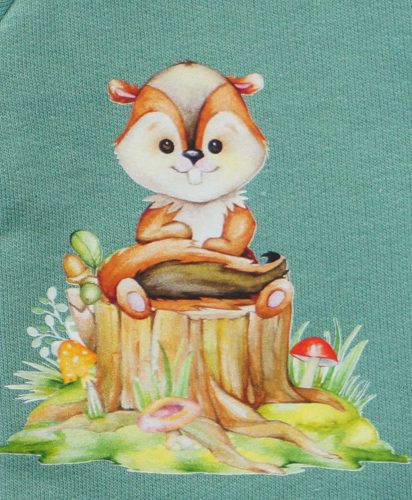 Hosszú ujjú elöl patentos rugdalózó, belül bolyhos – Állatos mintával