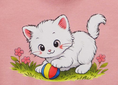 Vékony pamut rugdalózó – Cica mintával