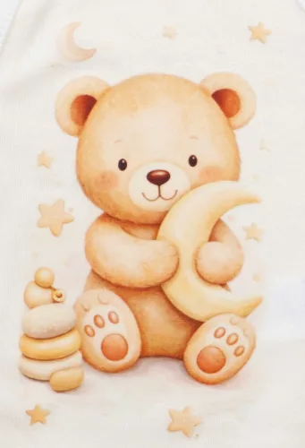 Ujjatlan pamut rugdalózó Maci mintával