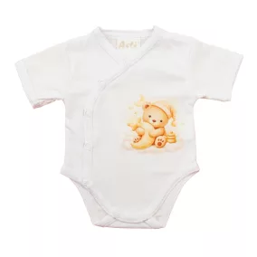 Rövid ujjú elöl patentos baba body Macis mintával