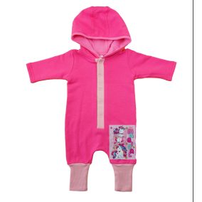 Kapucnis hosszú ujjú overál unikornis mintával