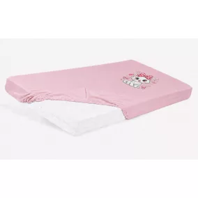 Bébi pamut gumis lepedő 60x120/70x140 - Cica mintával