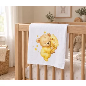 Textil tetra pelenka maci mintával 70x70cm