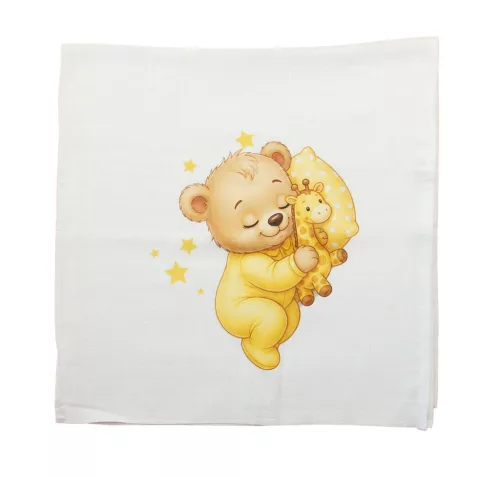 Textil tetra pelenka maci mintával 70x70cm