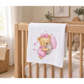Textil tetra pelenka maci mintával 70x70cm