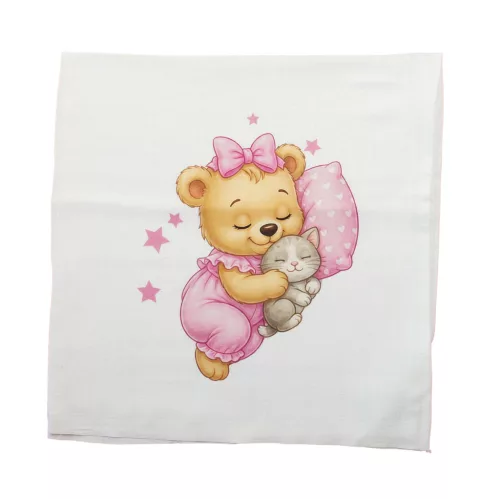 Textil tetra pelenka maci mintával 70x70cm