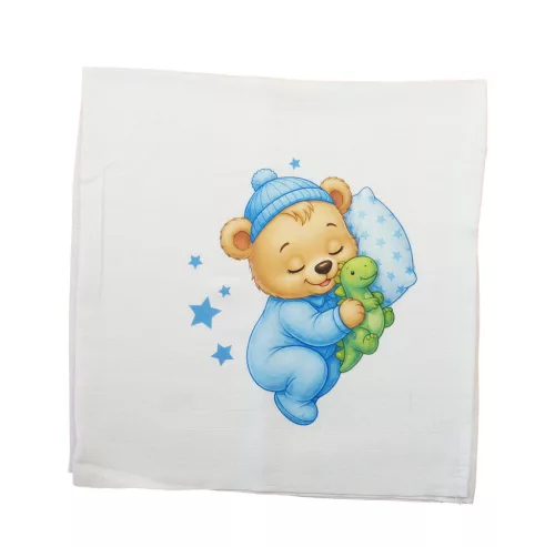 Textil tetra pelenka maci mintával 70x70cm