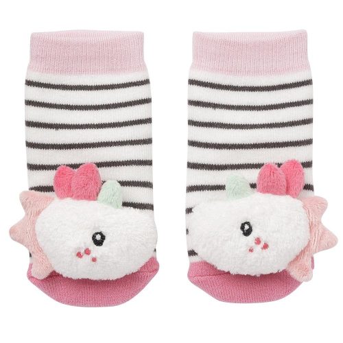 babyFEHN csörgő zokni - unikornis, pink