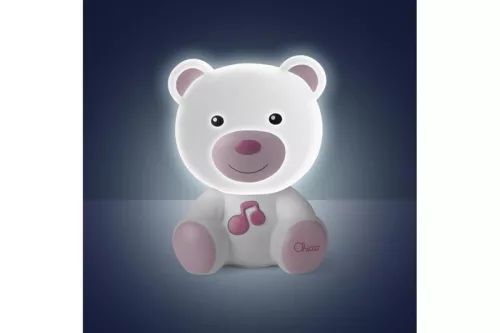 CHICCO Éjszakai zenélő fény Medve rózsaszín 0m+