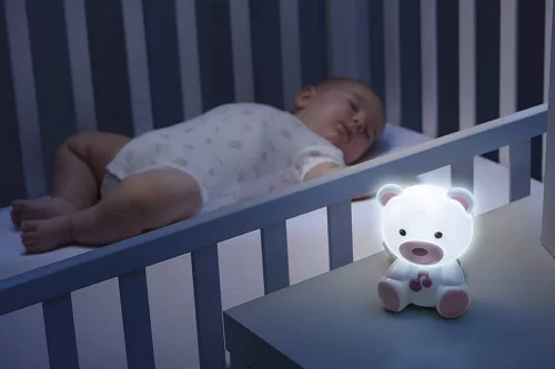 CHICCO Éjszakai zenélő fény Medve rózsaszín 0m+