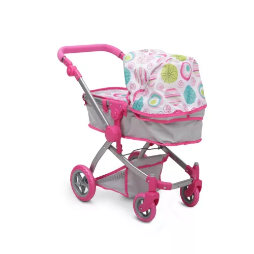 Moni Toys Pink rose játék mózes kosaras babakocsi