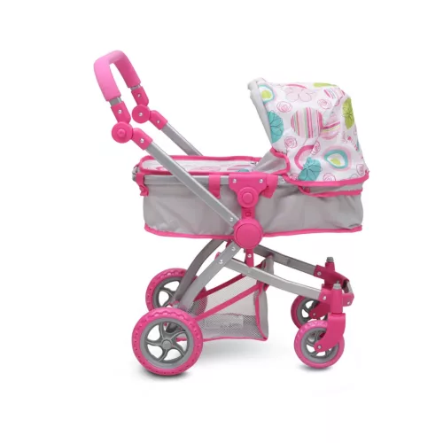 Moni Toys Pink rose játék mózes kosaras babakocsi