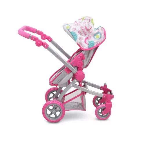 Moni Toys Pink rose játék mózes kosaras babakocsi