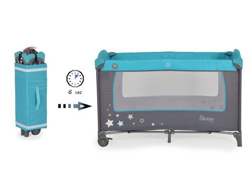 Moni Moni sleepy összecsukható luxus utazóágy 2 szint+pelenkázó+ játék türkiz