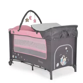   MONI Sleepy összecsukható luxus utazóágy 2 szint+pelenkázó+ játék pink