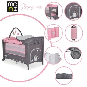   Moni Moni sleepy összecsukható luxus utazóágy 2 szint+pelenkázó+ játék pink