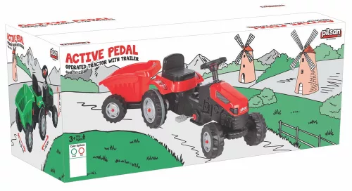 Moni Pilsan traktor pedálos trélerrel 07316 piros