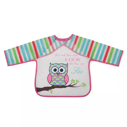 Moni BIB előke hosszú ujjas Messy PINK