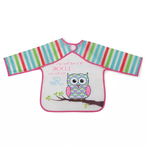 Moni BIB előke hosszú ujjas Messy PINK