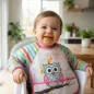 Moni BIB előke hosszú ujjas Messy PINK