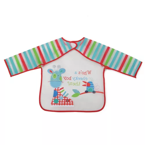 Moni BIB előke hosszú ujjas Messy PIROS