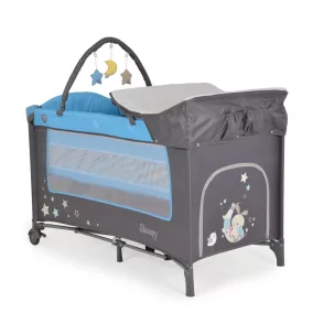   MONI Sleepy összecsukható luxus utazóágy 2 szint+pelenkázó+ játék kék