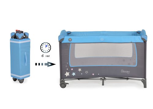 Moni Moni sleepy összecsukható luxus utazóágy 2 szint+pelenkázó+ játék kék