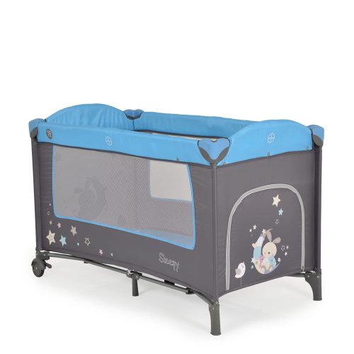 Moni Moni sleepy összecsukható luxus utazóágy 2 szint+pelenkázó+ játék kék