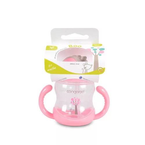 Moni Boo itatópohár szívószállal, fogantyúval 280ml pink