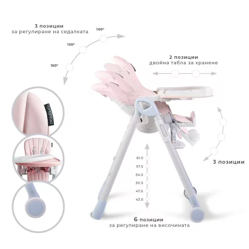 Moni Cangaroo i eat etetőszék 6-36 hóig 15 kg pink