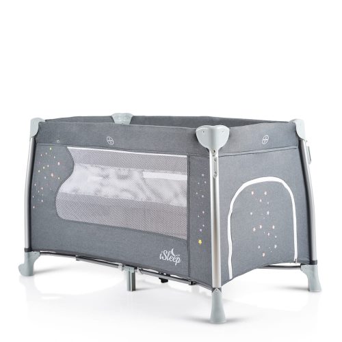 Moni Isleep utazóágy, multifunkciós, pelenkázóval, játékkal, kupolával szürke