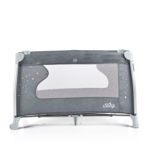 Moni Isleep utazóágy, multifunkciós, pelenkázóval, játékkal, kupolával szürke